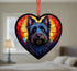 Cairn Terrier Black Stained Glass Effect Heart Suncatcher